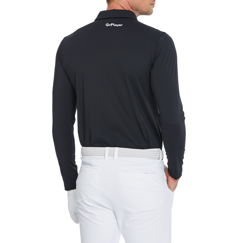 Men's high-density collared long-sleeved shirt (black)