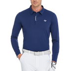 Men's high-density collared long-sleeved shirt (royal blue)