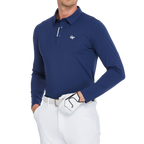 Men's high-density collared long-sleeved shirt (royal blue)