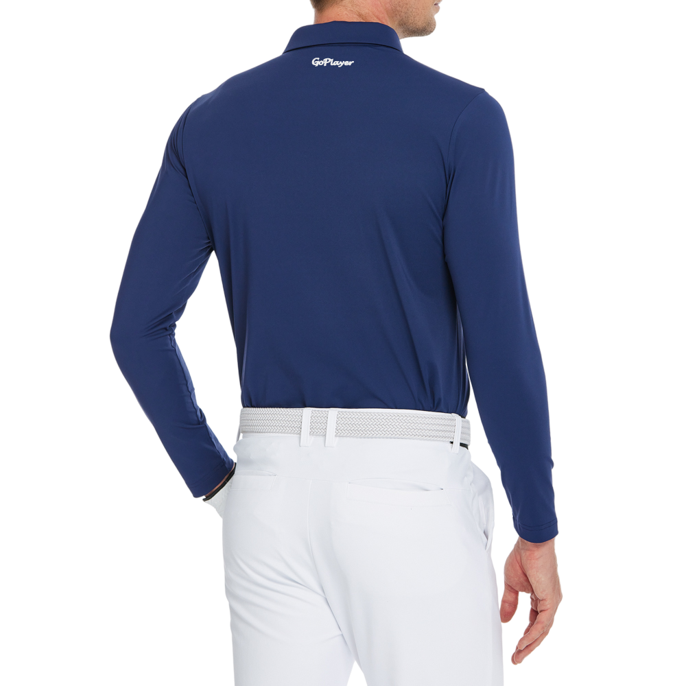 Men's high-density collared long-sleeved shirt (royal blue)