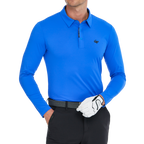 Men's high-density collared long-sleeved shirt (blue)