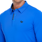 Men's high-density collared long-sleeved shirt (blue)