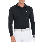 Men's Mercerized Fleece Long-Sleeved Shirt with Turn-Down Collar (Black)