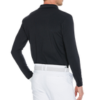 Men's Mercerized Fleece Long-Sleeved Shirt with Turn-Down Collar (Black)