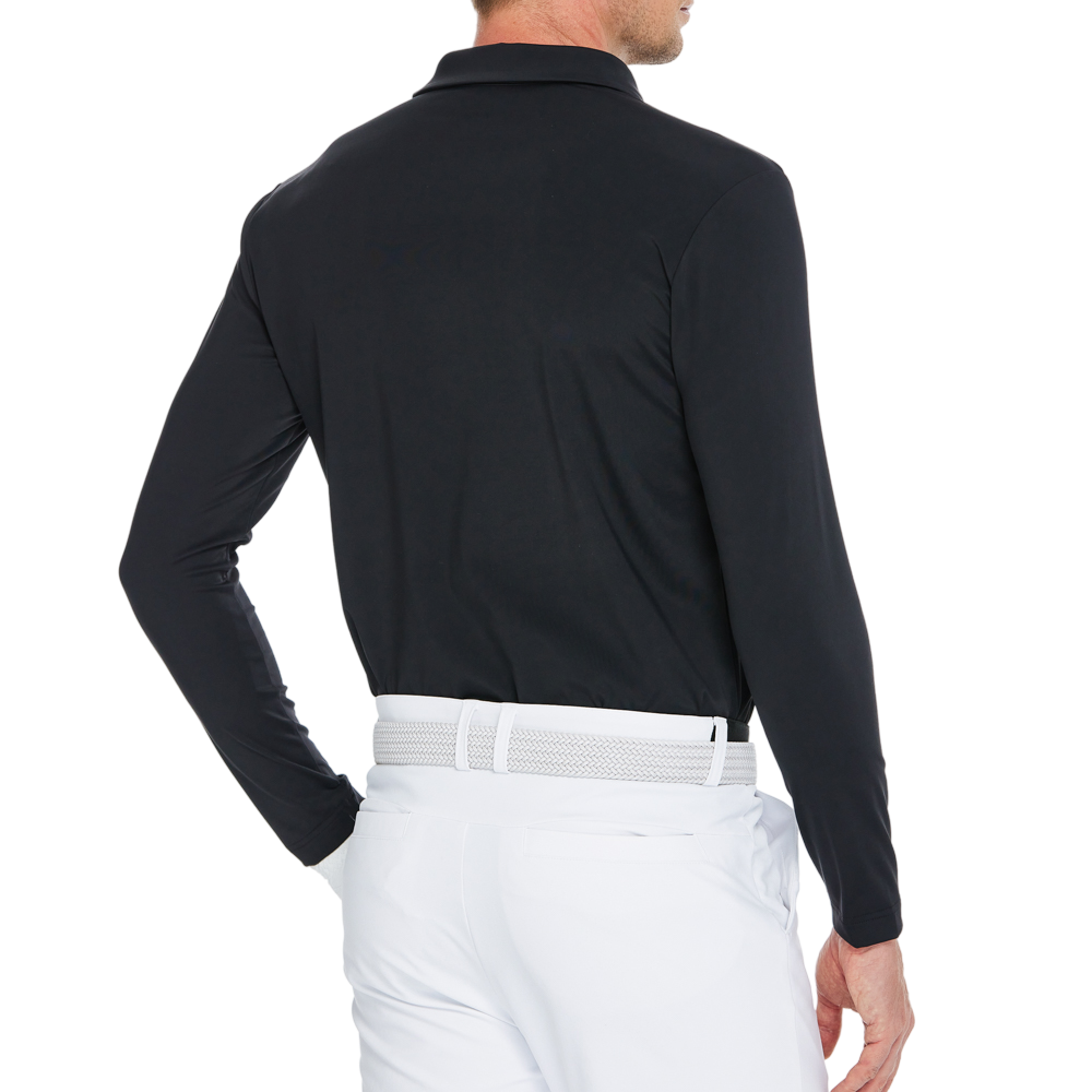 Men's Mercerized Fleece Long-Sleeved Shirt with Turn-Down Collar (Black)