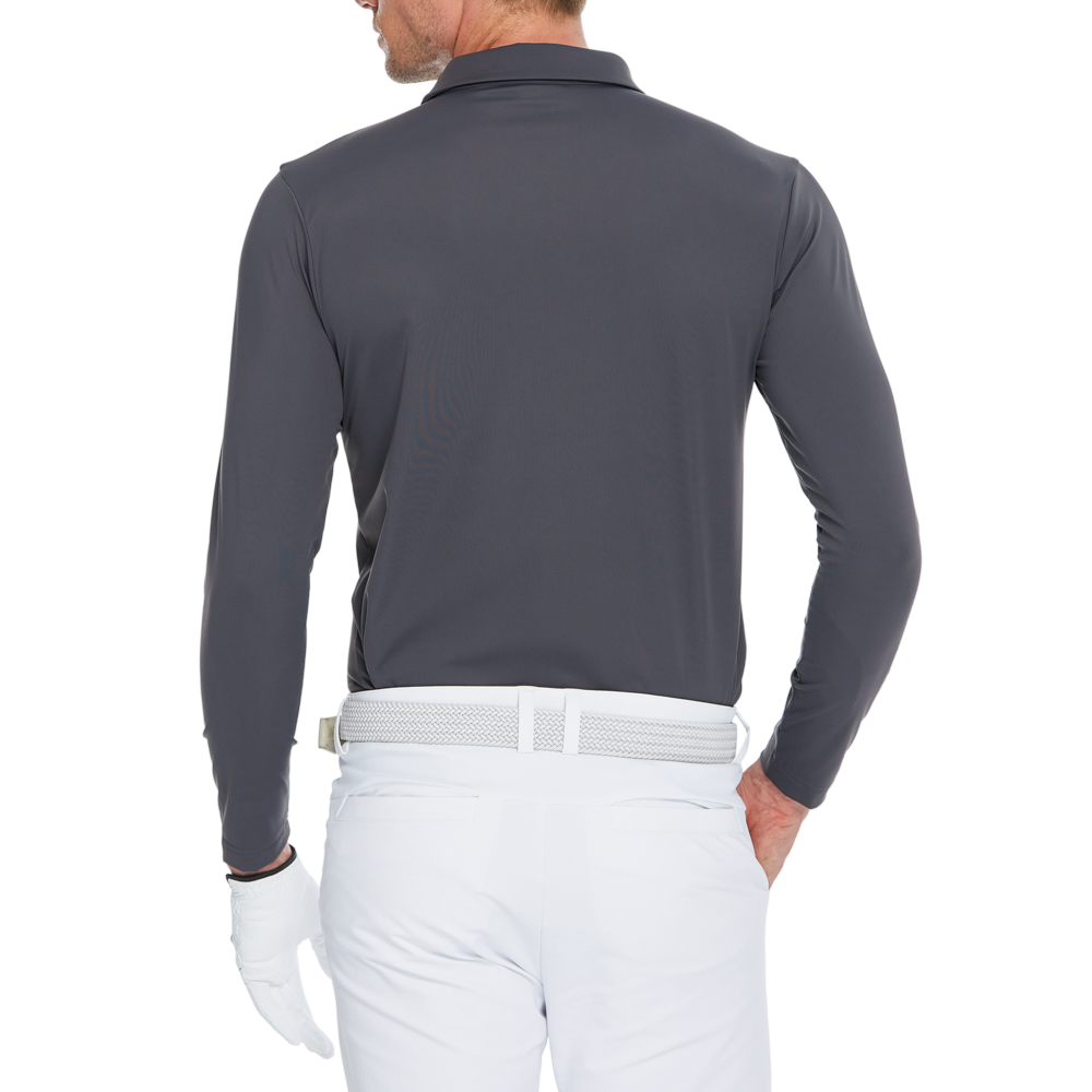 Men's Mercerized Fleece Long-Sleeved Collared T-Shirt (Grey)