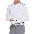 Men's Mercerized Fleece Collared Long-Sleeved Shirt (White)