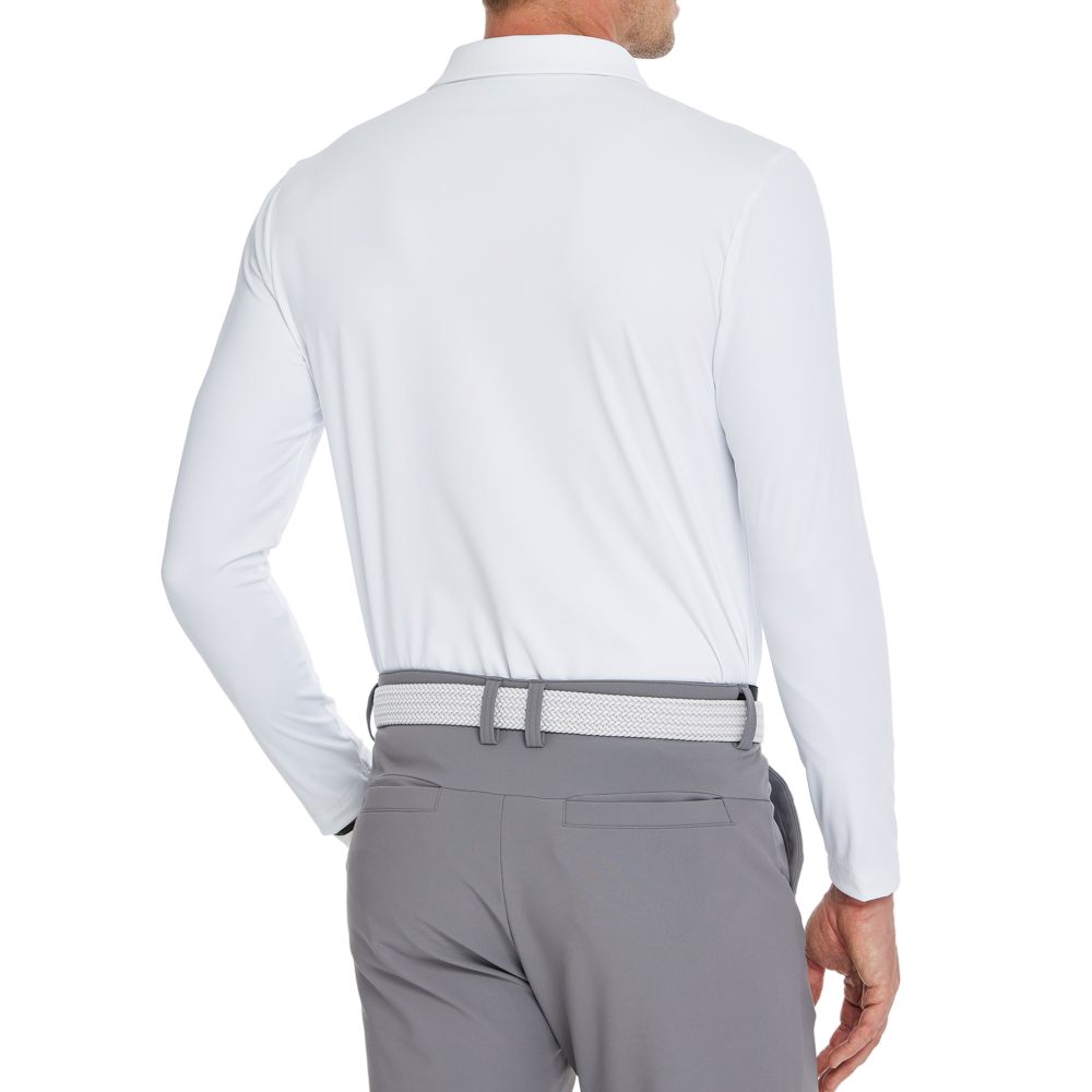 Men's Mercerized Fleece Collared Long-Sleeved Shirt (White)