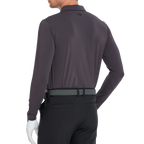 Men's Cool-Feel Long-Sleeve Polo Shirt (Dark Brown/Gray)