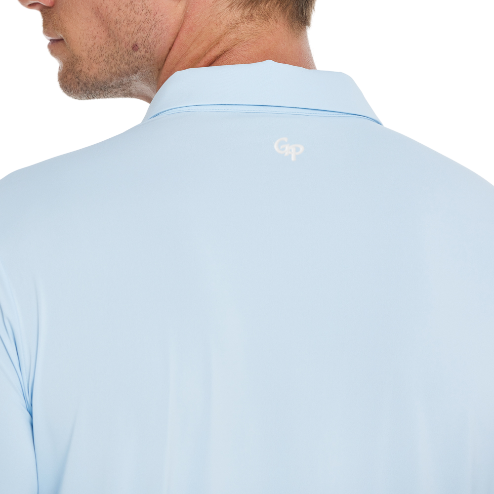 Men's Cool-Feel Long-Sleeved Collared Top (Ice Blue)