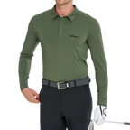Men's Cool-Feel Long-Sleeve Collared Shirt (Army Green)