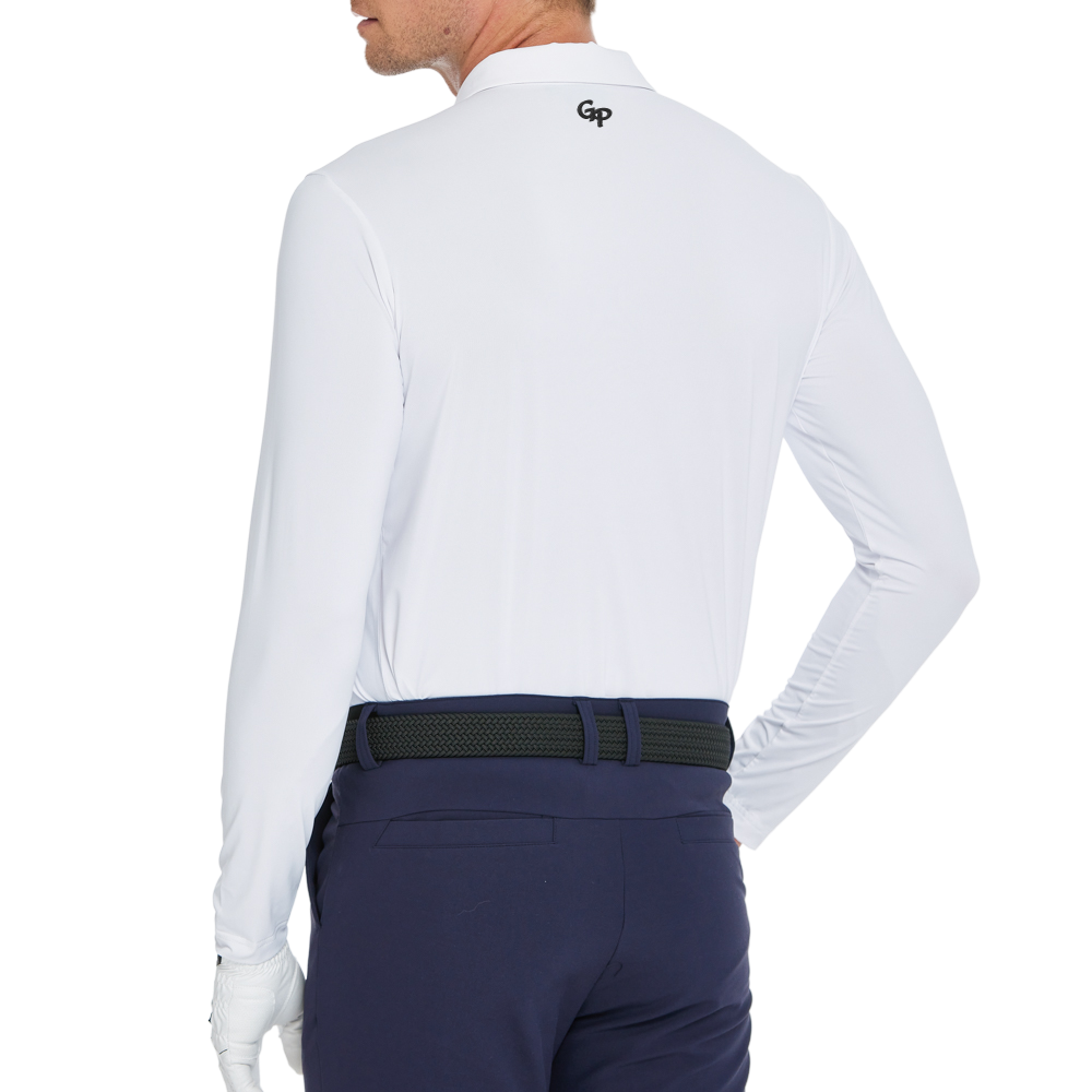 Men's Cool-Feel Long-Sleeved Collared Top (White)