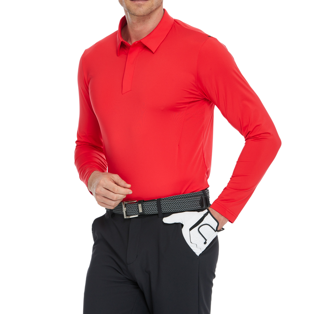 Men's Fila long-sleeved collared shirt (red)