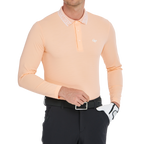 Men's diamond-patterned knit jacquard long-sleeved shirt (orange)