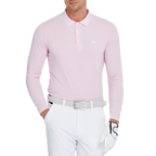 Men's diamond-patterned knit jacquard long-sleeved shirt (pink)