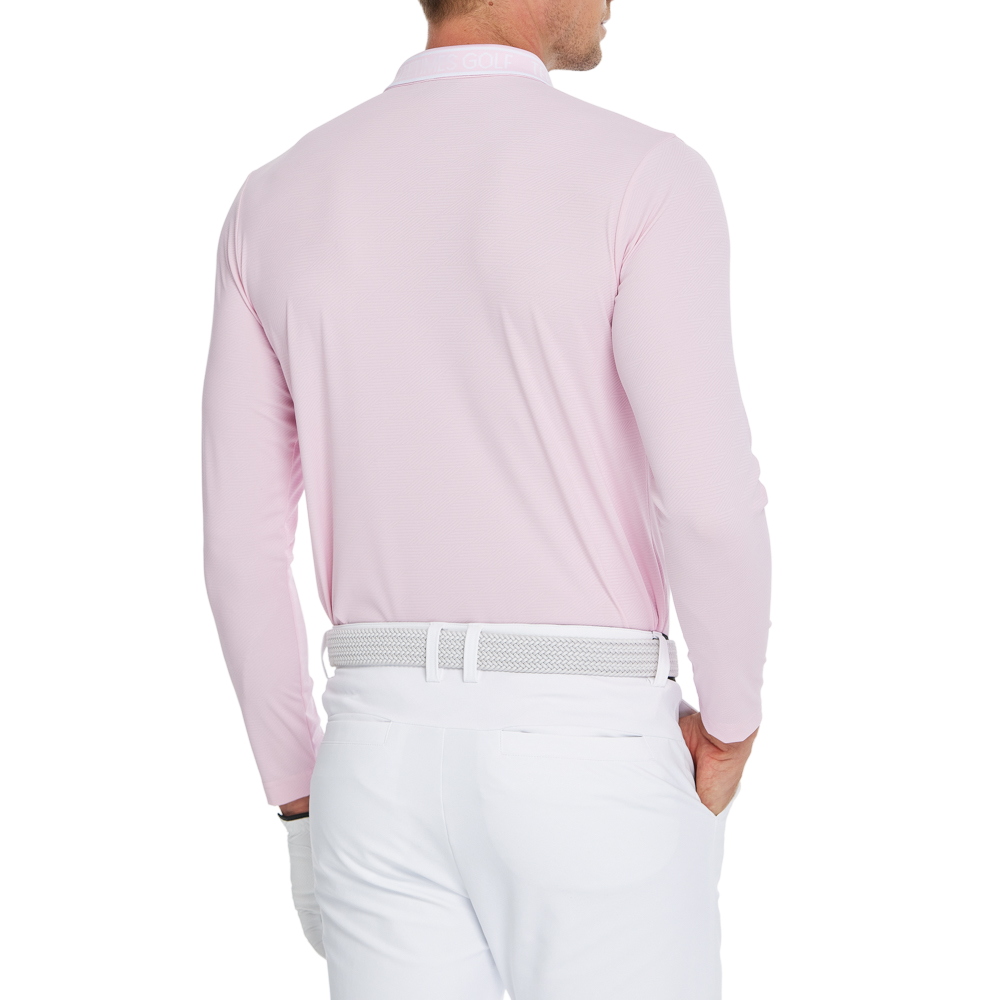 Men's diamond-patterned knit jacquard long-sleeved shirt (pink)