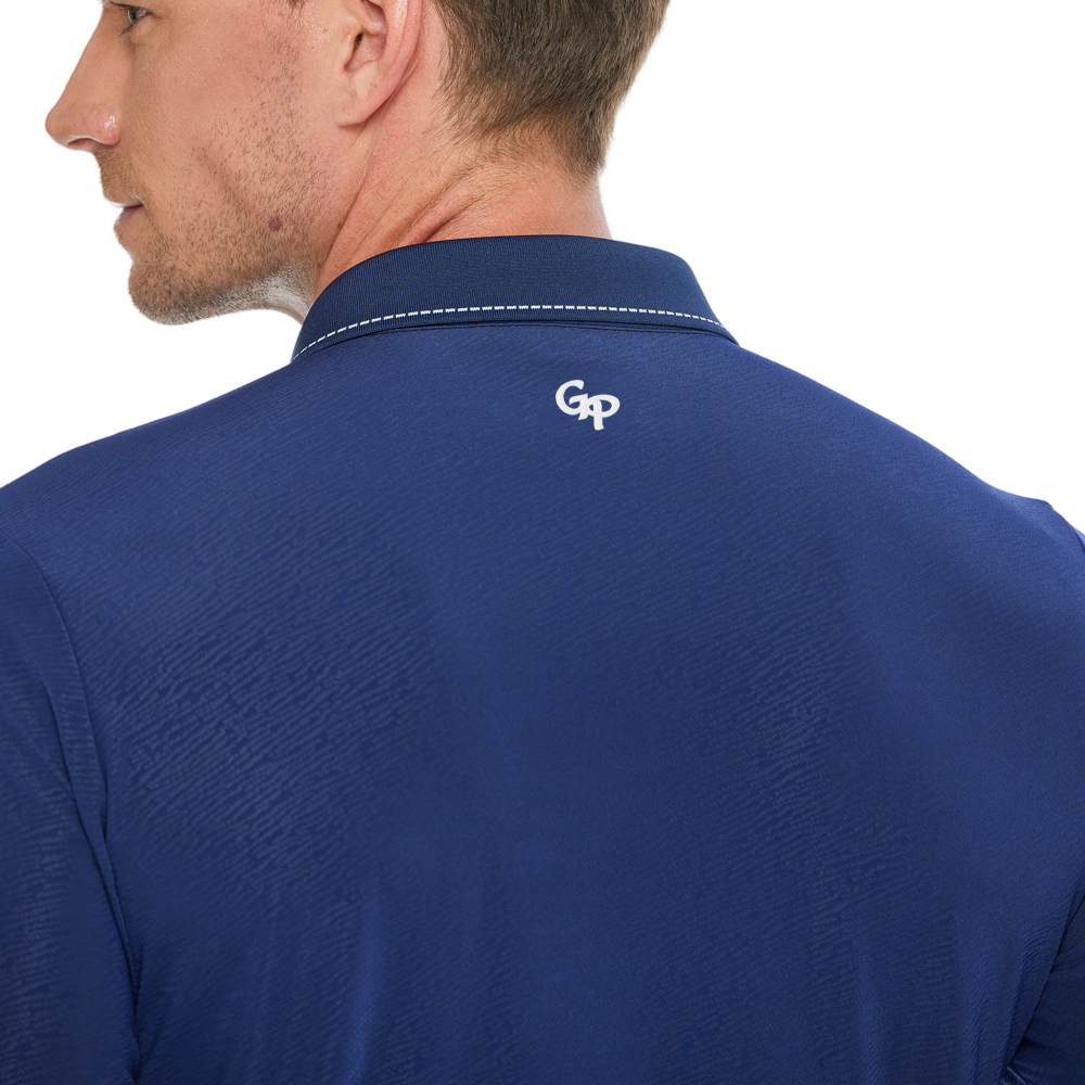 Men's Dark Pattern Jacquard Polo Collar Long Sleeve (Royal Blue)