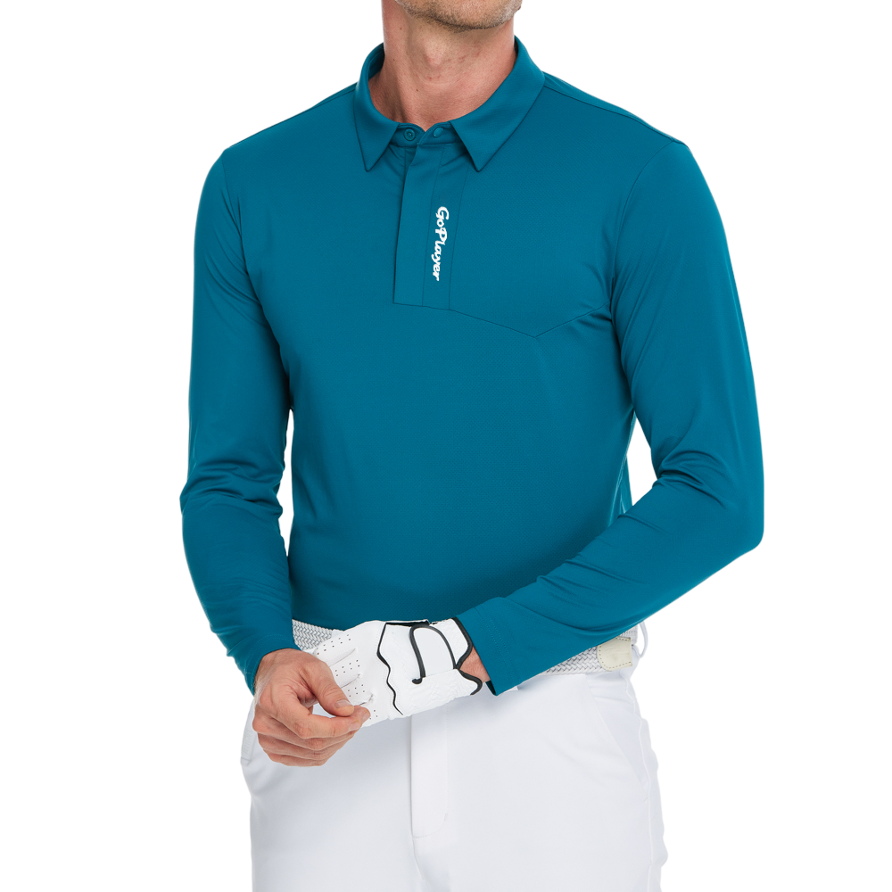 Men's high-density breathable lapel long-sleeved shirt (dark green)