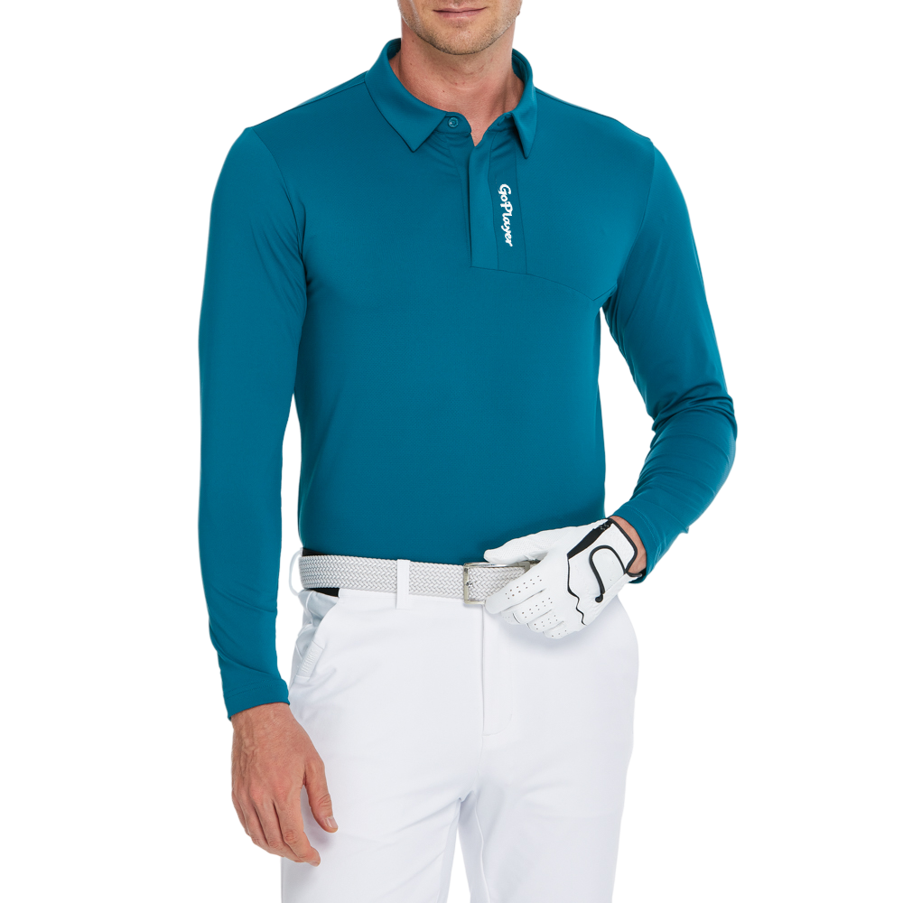 Men's high-density breathable lapel long-sleeved shirt (dark green)